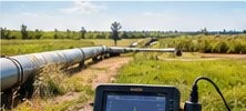 Survey instrument logging data along a pipeline
